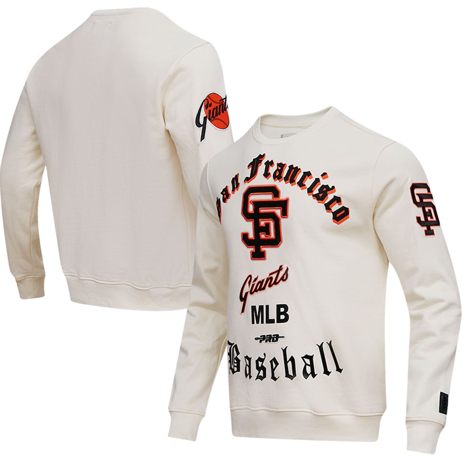 Men's San Francisco Giants Pro Standard Cream Cooperstown Collection Retro Old English Pullover Sweatshirt Men's San Francisco Giants Pro Standard Cream Cooperstown Collection Retro Old English Pullover Sweatshirt