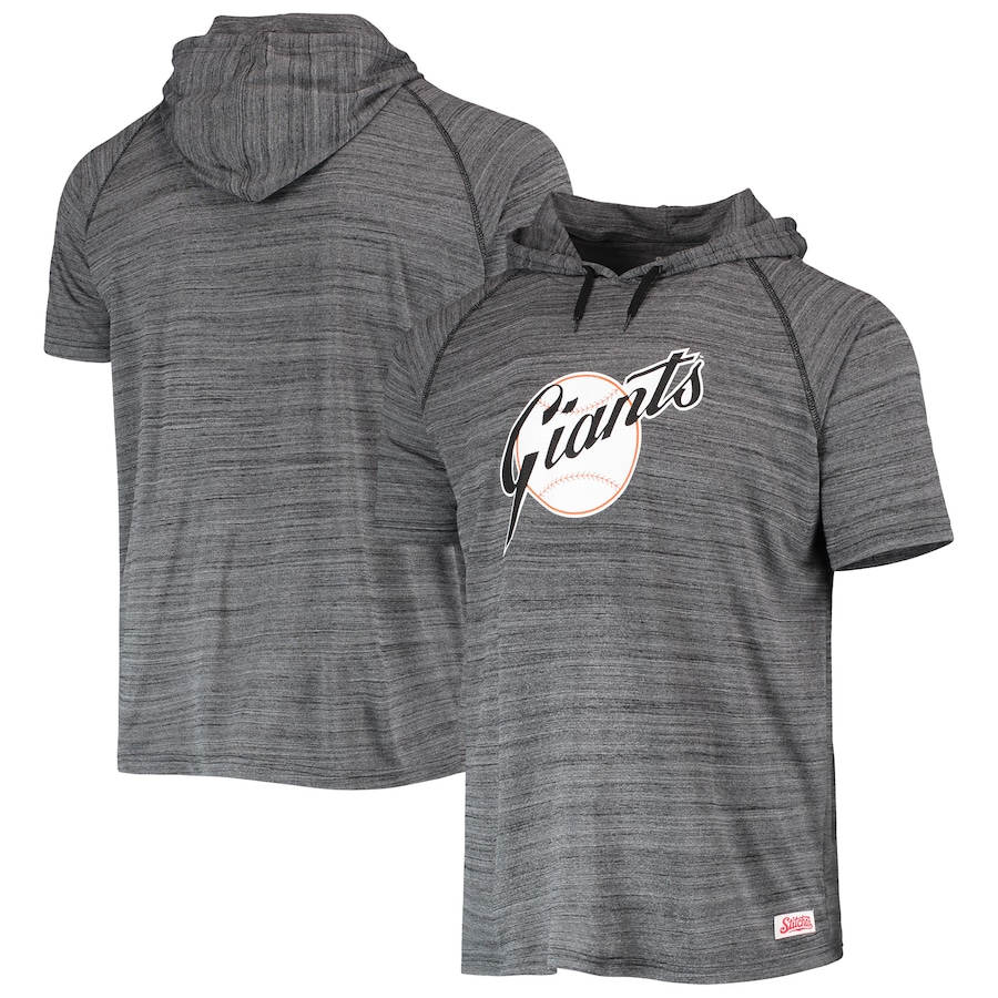 Men's San Francisco Giants Stitches Black Space-Dye Raglan Hoodie T-Shirt Men's San Francisco Giants Stitches Black Space-Dye Raglan Hoodie T-Shirt