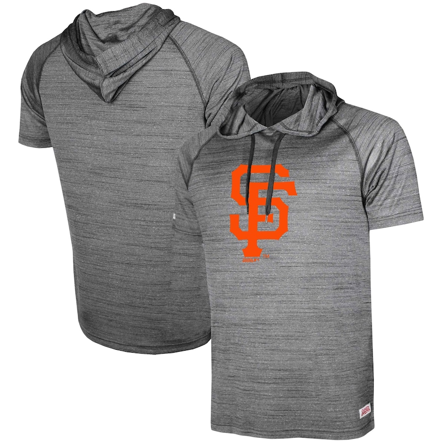Men's San Francisco Giants Stitches Heathered Black Raglan Short Sleeve Pullover Hoodie Men's San Francisco Giants Stitches Heathered Black Raglan Short Sleeve Pullover Hoodie