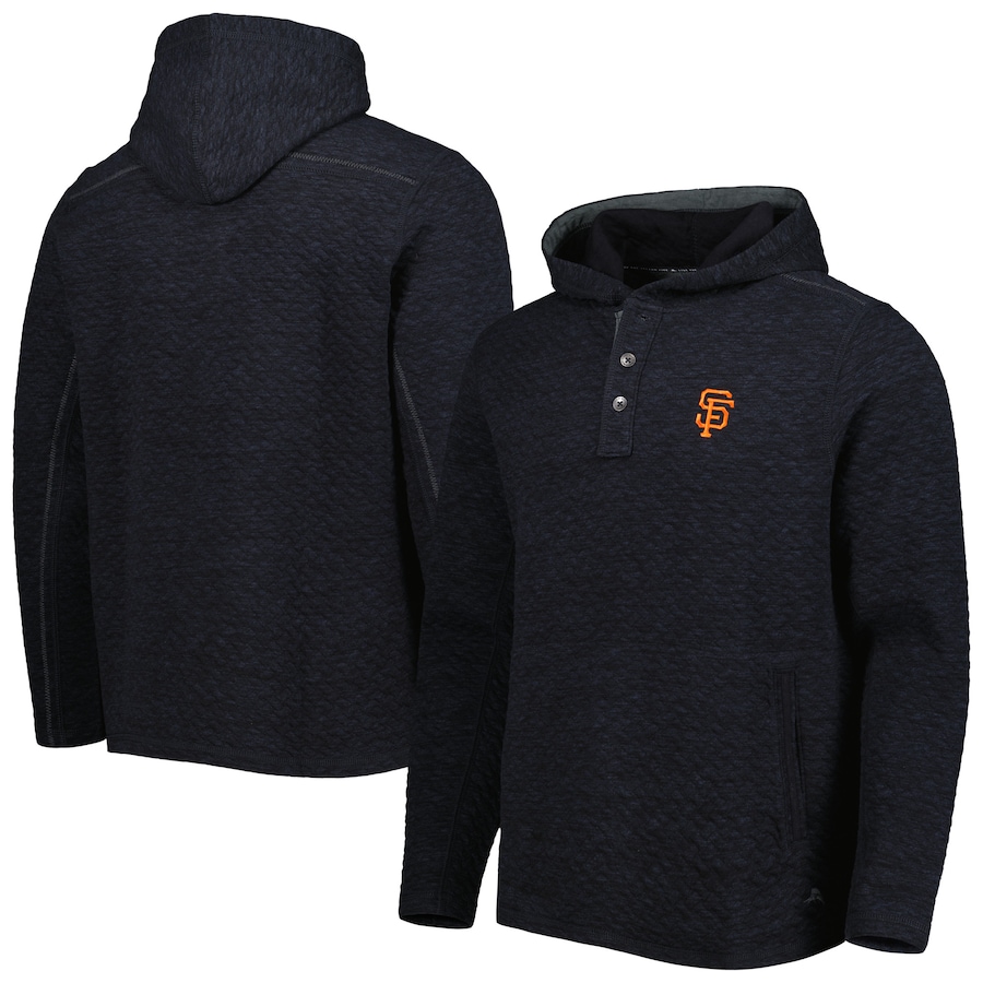 Men's San Francisco Giants Tommy Bahama Black Queensland Quilted Hoodie Men's San Francisco Giants Tommy Bahama Black Queensland Quilted Hoodie