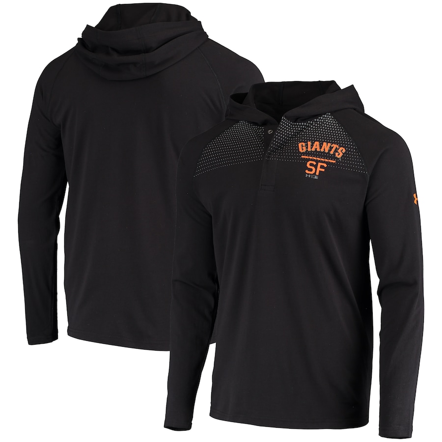 Men's San Francisco Giants Under Armour Black Foundry Charged Henley Raglan Tri-Blend Performance Pullover Hoodie Men's San Francisco Giants Under Armour Black Foundry Charged Henley Raglan Tri-Blend Performance Pullover Hoodie