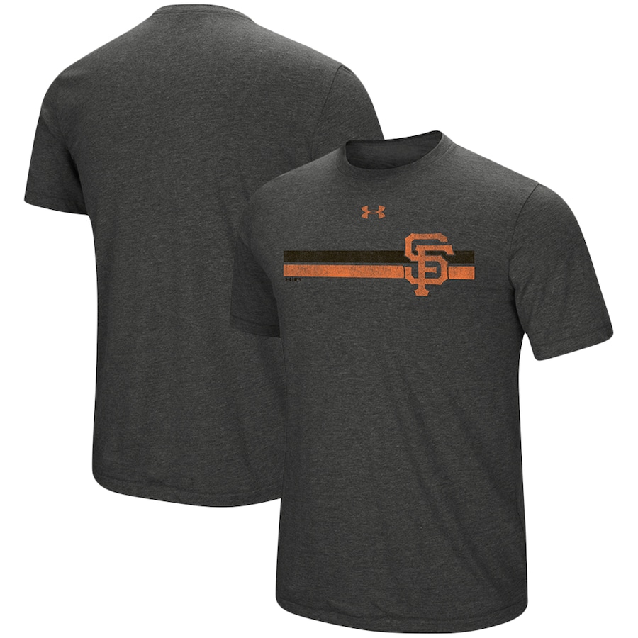 Men's San Francisco Giants Under Armour Heathered Charcoal Stripe Logo Tri-Blend T-Shirt