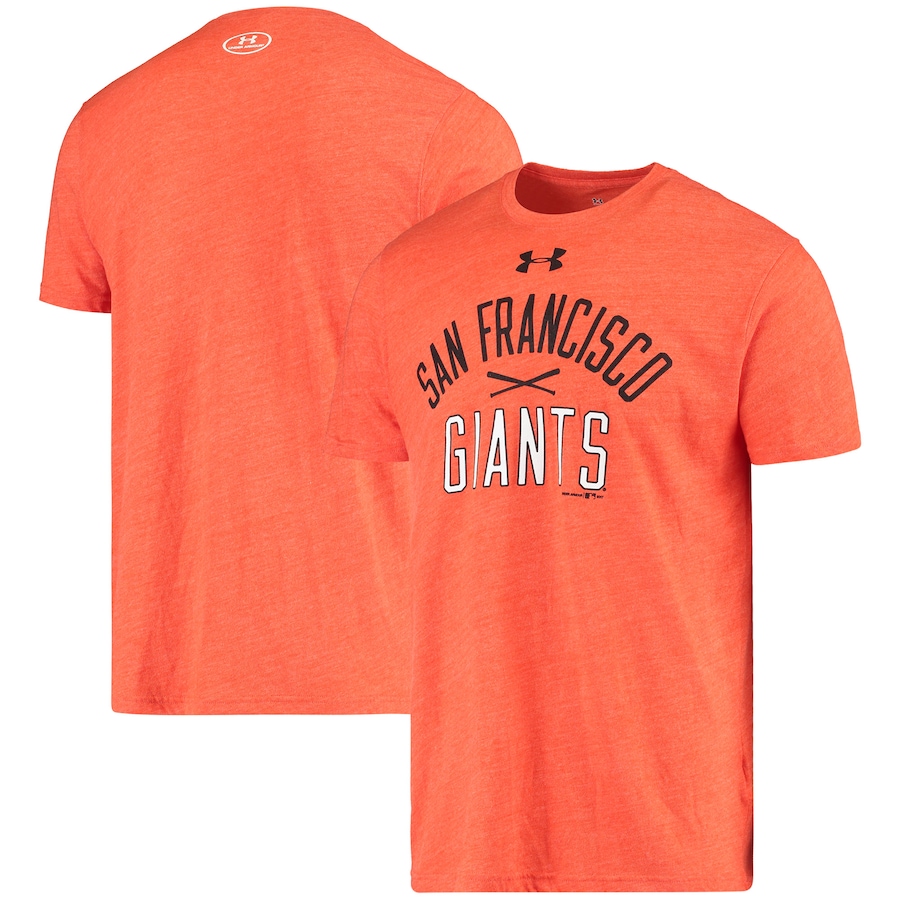 Men's San Francisco Giants Under Armour Orange Crossed Bat Tri-Blend Performance T-Shirt