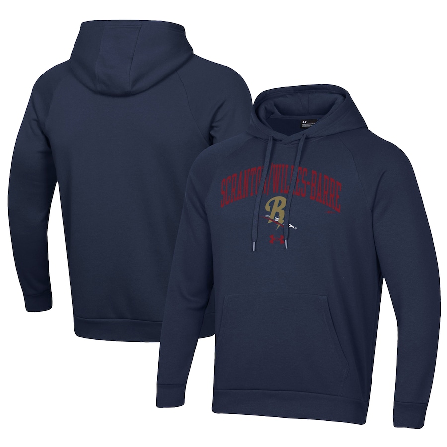 Men's Scranton Wilkes-Barre RailRiders Under Armour Navy All Day Fleece Pullover Hoodie