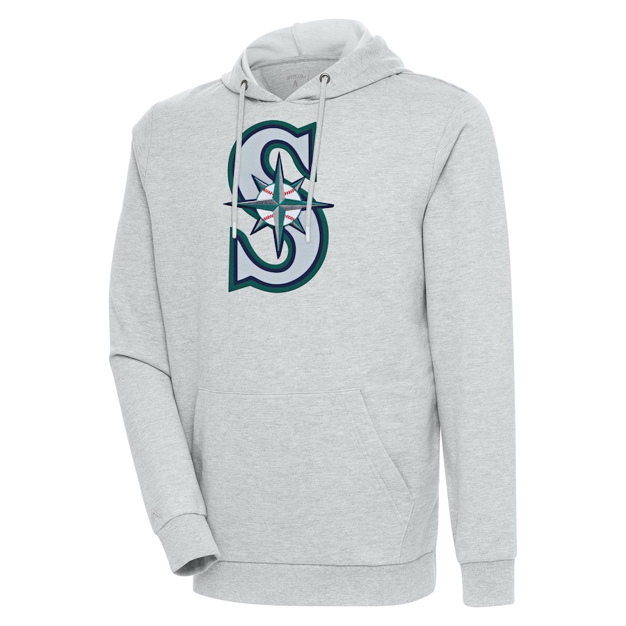 Men's Seattle Mariners Antigua Heather Gray Action Pullover Hoodie