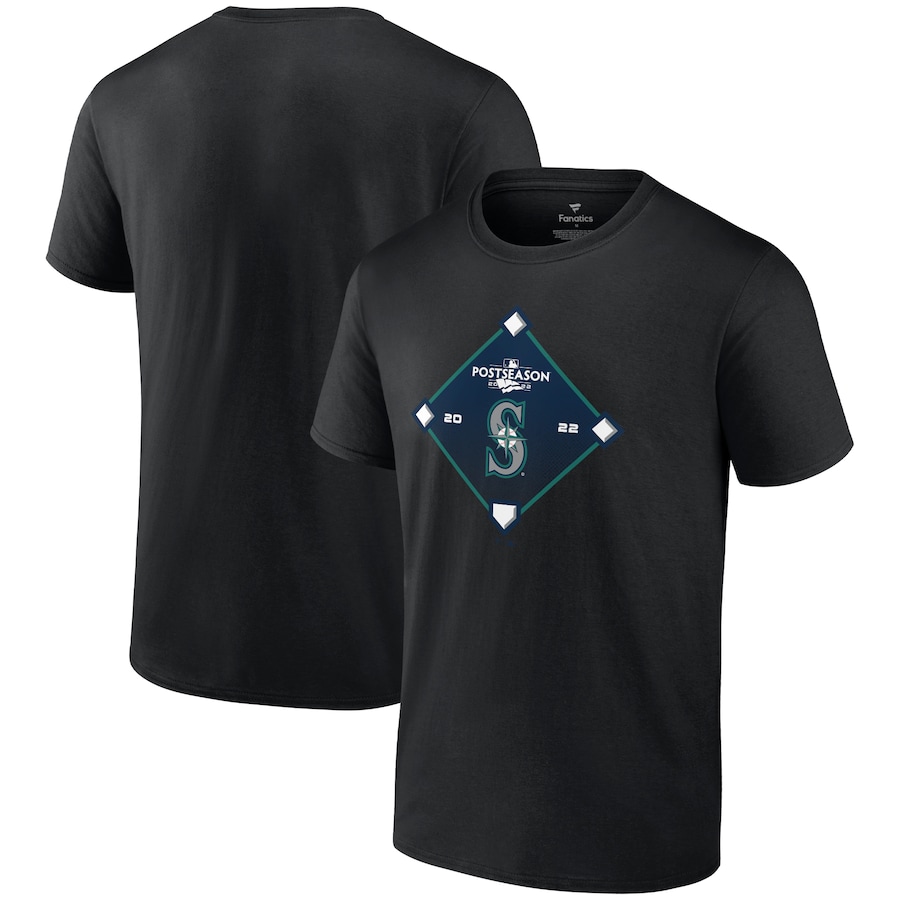 Men's Seattle Mariners Black 2022 Postseason T-Shirt Men's Seattle Mariners Black 2022 Postseason T-Shirt
