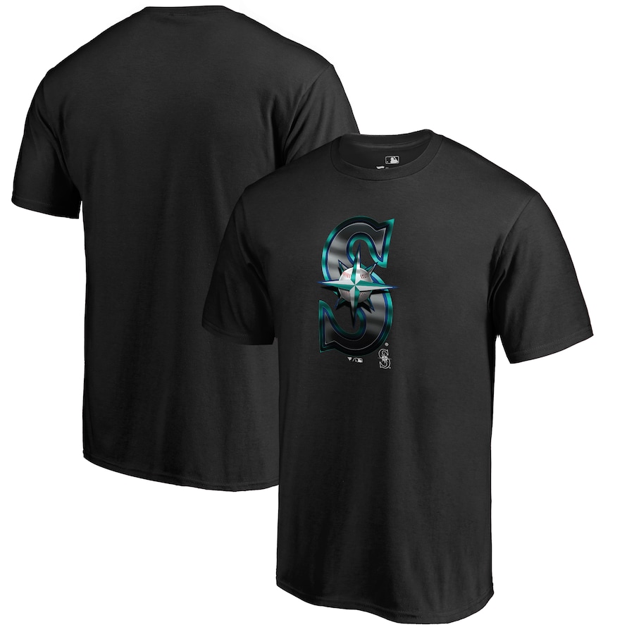 Men's Seattle Mariners Black Midnight Mascot T-Shirt Men's Seattle Mariners Black Midnight Mascot T-Shirt