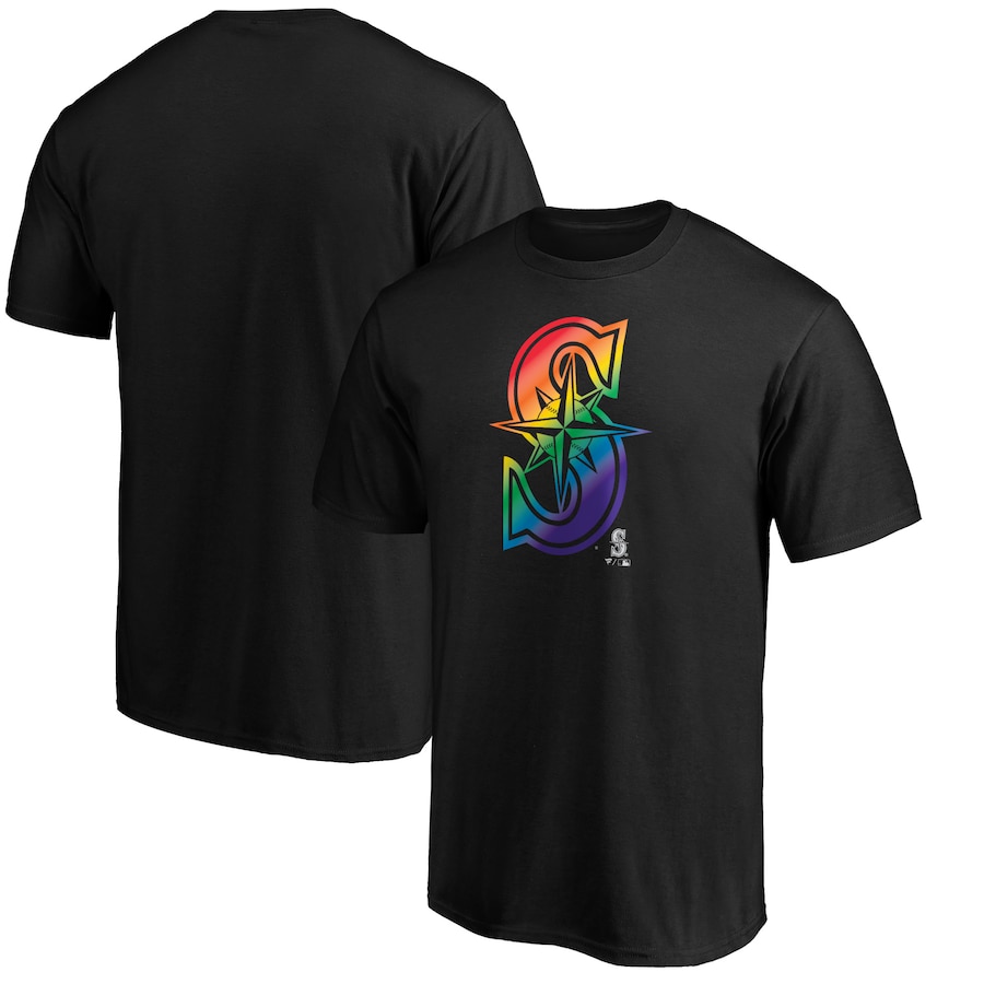 Men's Seattle Mariners Black Team Pride Logo T-Shirt Men's Seattle Mariners Black Team Pride Logo T-Shirt