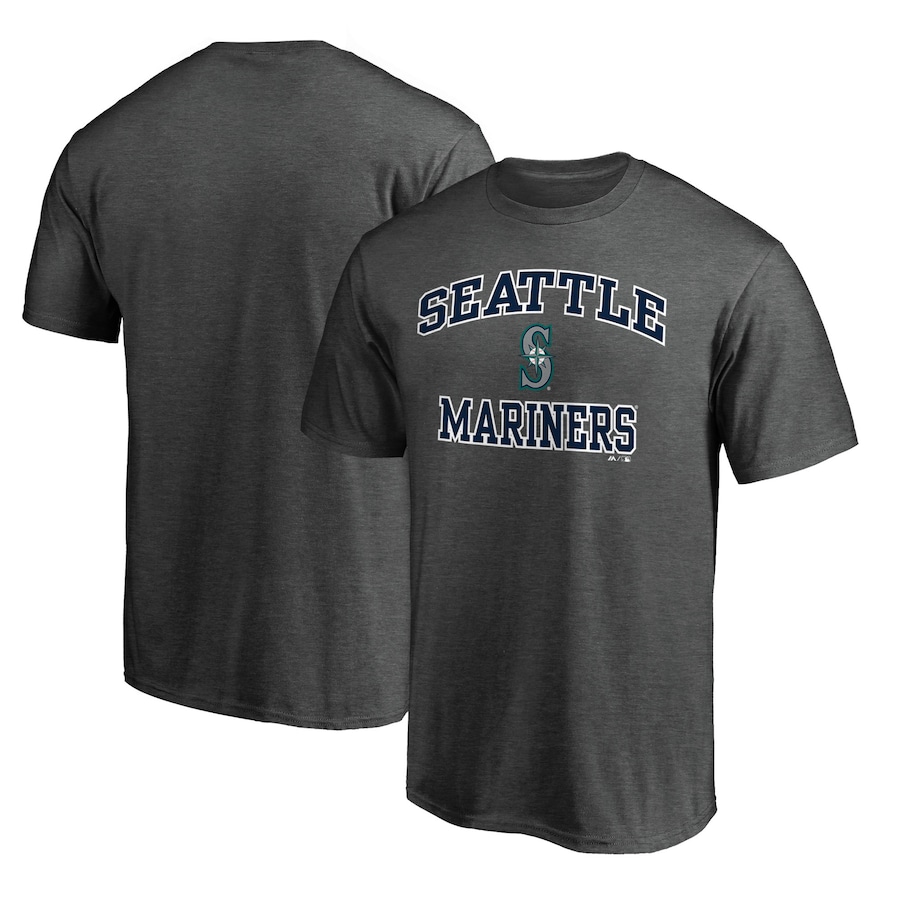 Men's Seattle Mariners Charcoal Heart and Soul T-Shirt Men's Seattle Mariners Charcoal Heart and Soul T-Shirt