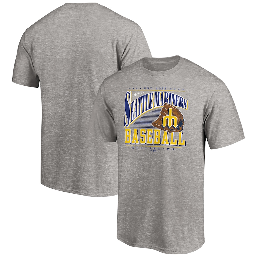 Men's Seattle Mariners Heather Gray Cooperstown Collection Winning Time T-Shirt Men's Seattle Mariners Heather Gray Cooperstown Collection Winning Time T-Shirt