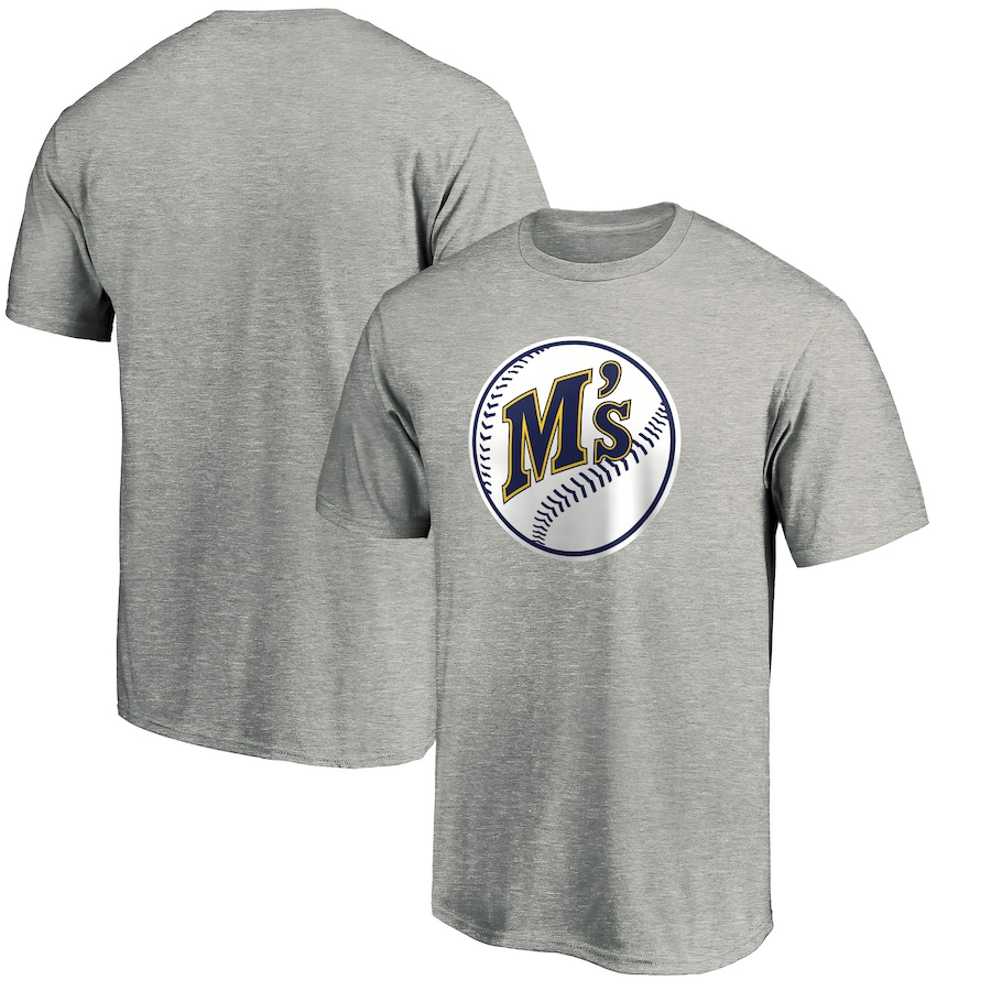 Men's Seattle Mariners Heathered Gray Cooperstown Collection Huntington Logo T-Shirt Men's Seattle Mariners Heathered Gray Cooperstown Collection Huntington Logo T-Shirt