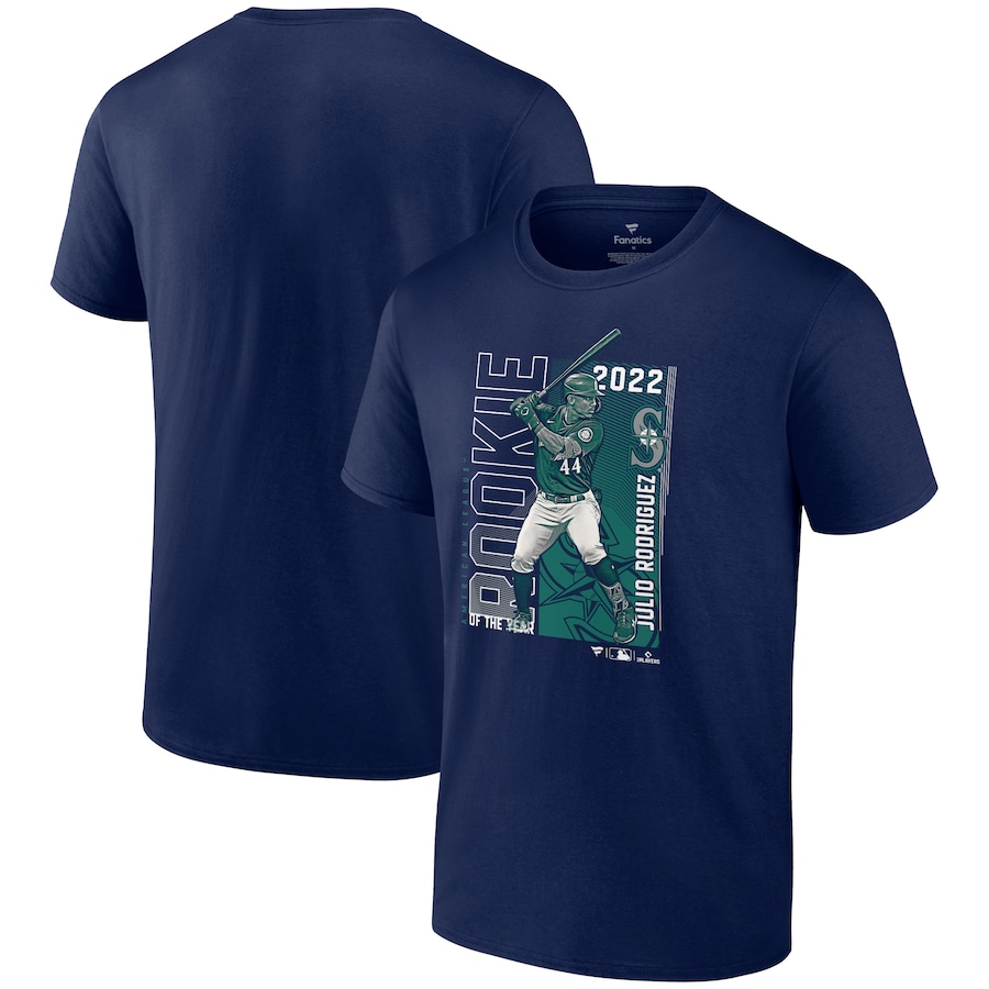 Men's Seattle Mariners Navy 2022 AL Rookie of the Year T-Shirt Men's Seattle Mariners Navy 2022 AL Rookie of the Year T-Shirt