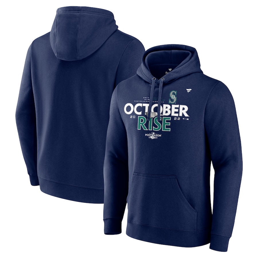 Men's Seattle Mariners Navy 2022 Postseason Locker Room Pullover Hoodie Men's Seattle Mariners Navy 2022 Postseason Locker Room Pullover Hoodie