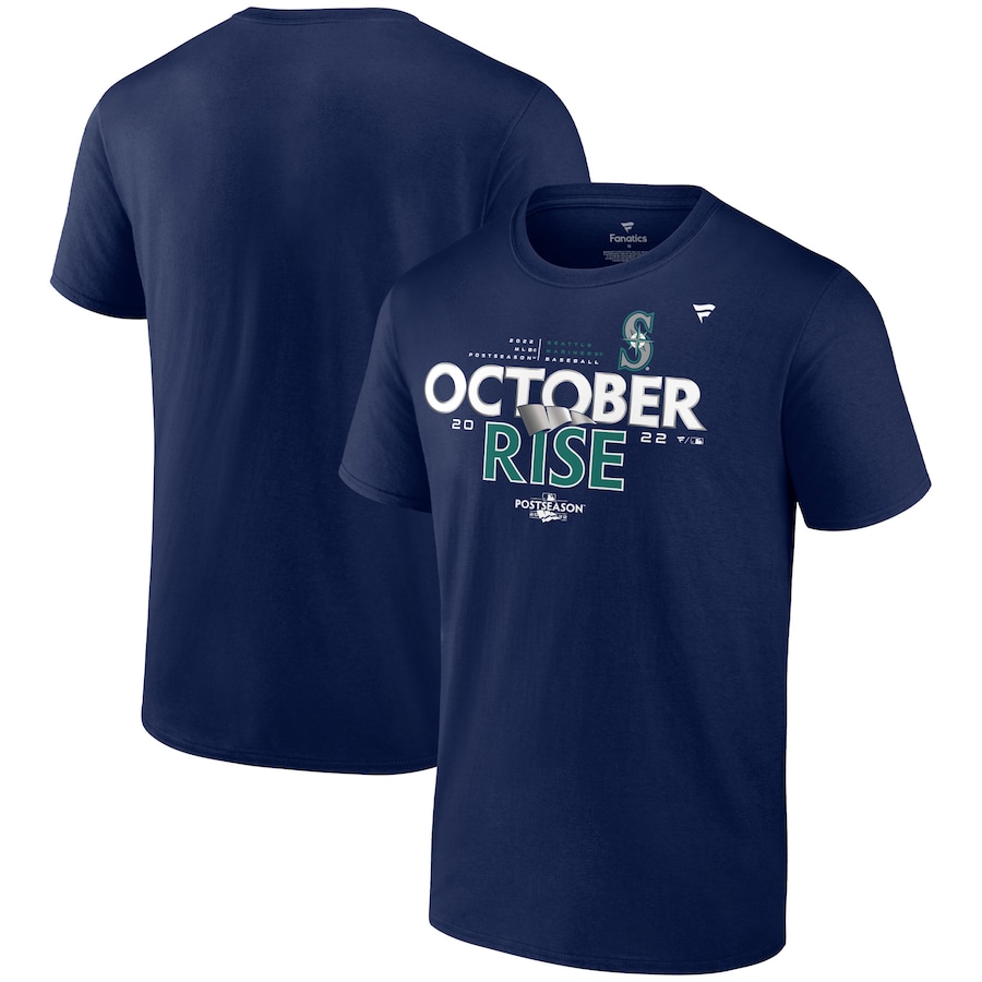 Men's Seattle Mariners Navy 2022 Postseason Locker Room T-Shirt Men's Seattle Mariners Navy 2022 Postseason Locker Room T-Shirt