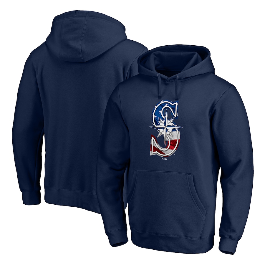 Men's Seattle Mariners Navy Banner Wave Pullover Hoodie Men's Seattle Mariners Navy Banner Wave Pullover Hoodie