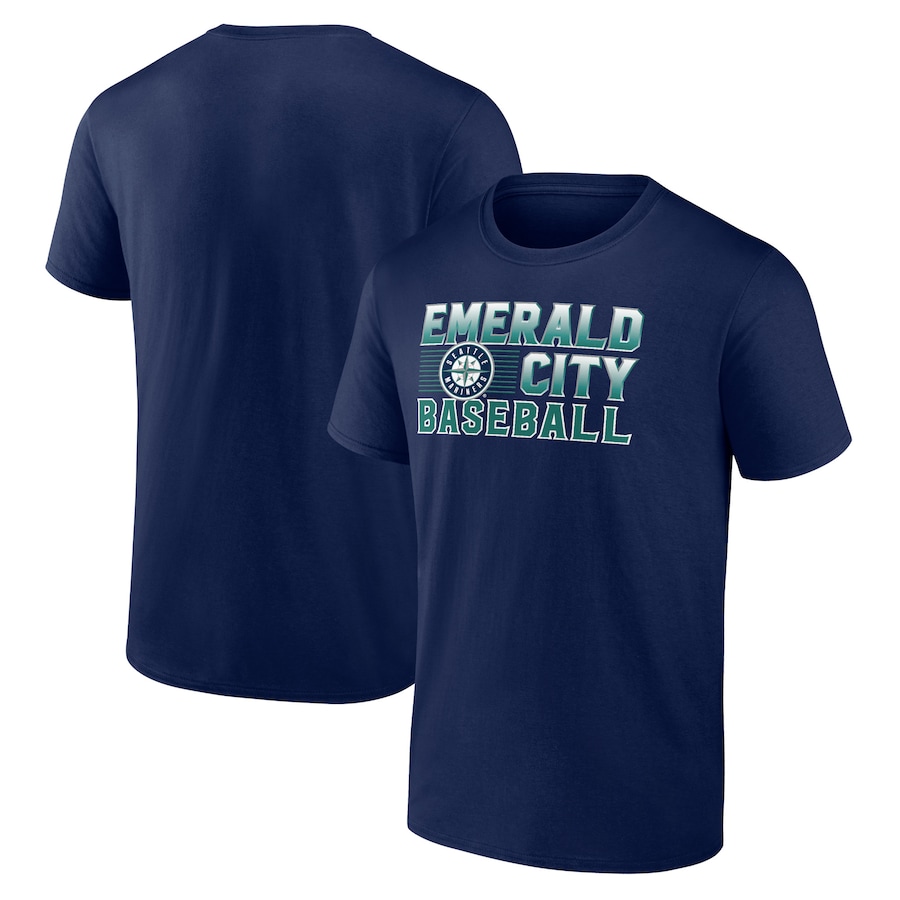 Men's Seattle Mariners Navy Emerald Baseball T-Shirt Men's Seattle Mariners Navy Emerald Baseball T-Shirt