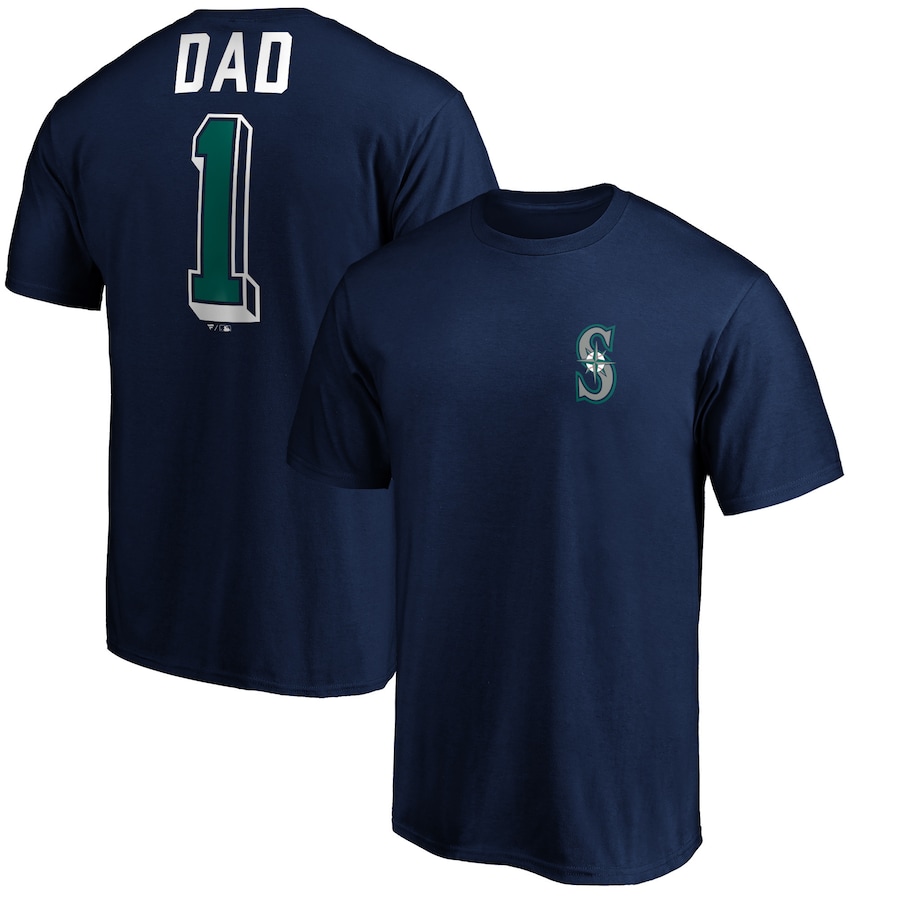 Men's Seattle Mariners Navy Number One Dad T-Shirt