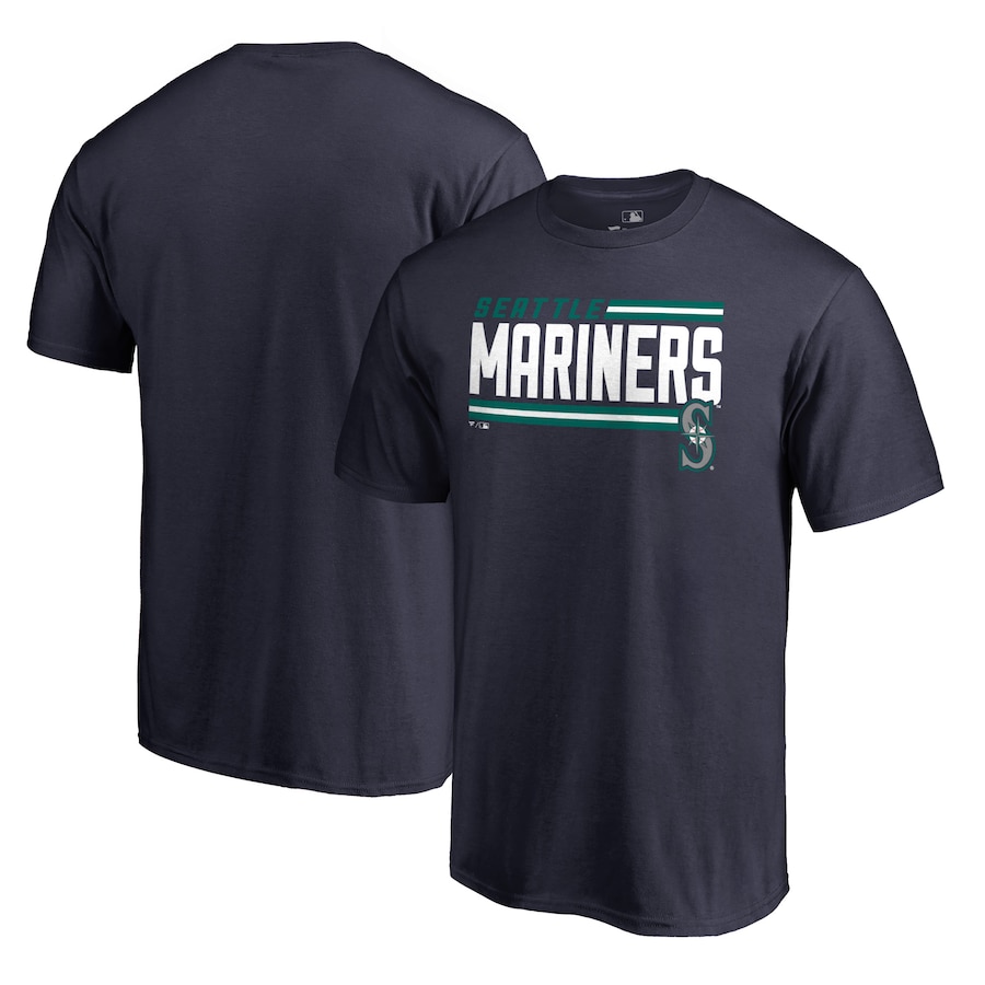 Men's Seattle Mariners Navy Onside Stripe T-Shirt Men's Seattle Mariners Navy Onside Stripe T-Shirt