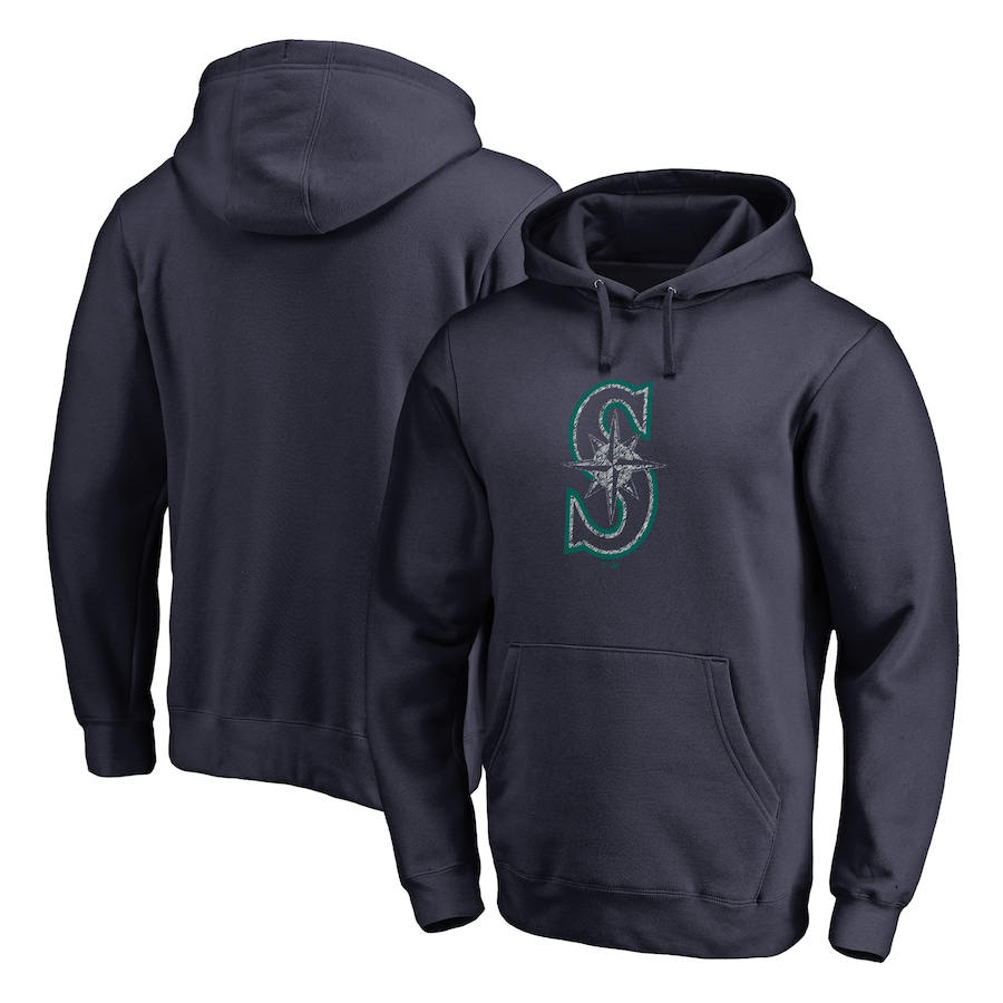 Men's Seattle Mariners Navy Static Logo Pullover Hoodie Men's Seattle Mariners Navy Static Logo Pullover Hoodie