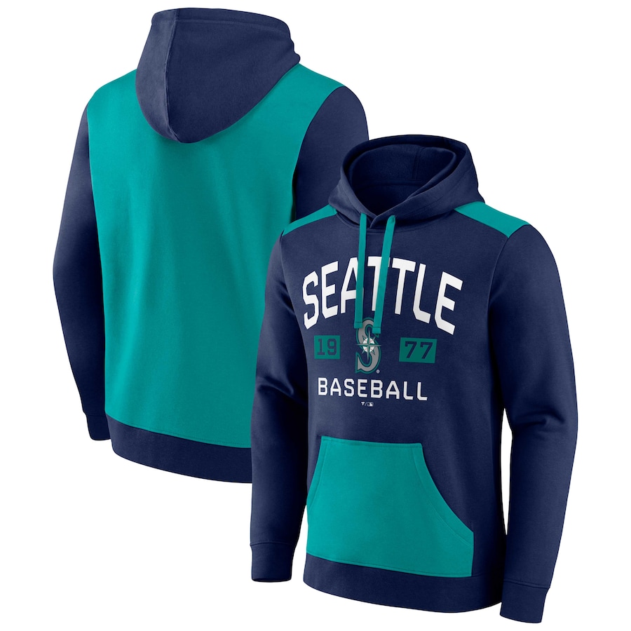 Men's Seattle Mariners Navy/Aqua Chip In Pullover Hoodie Men's Seattle Mariners Navy/Aqua Chip In Pullover Hoodie