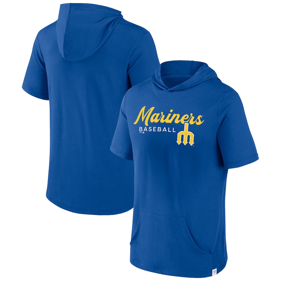 Men's Seattle Mariners Royal Offensive Strategy Short Sleeve Pullover Hoodie Men's Seattle Mariners Royal Offensive Strategy Short Sleeve Pullover Hoodie