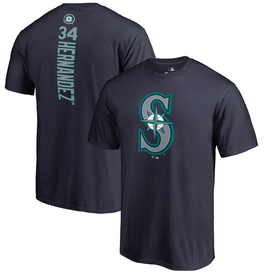 Men's Seattle Mariners Felix Hernandez Navy Backer T-Shirt