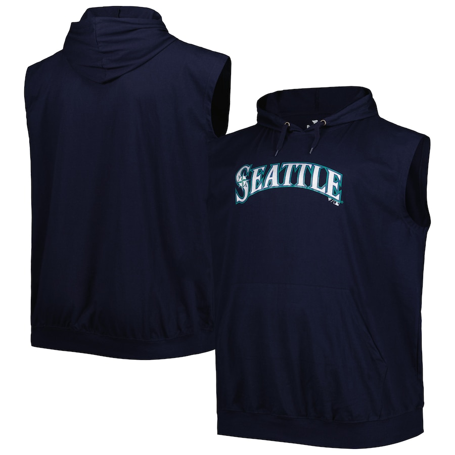 Men's Seattle Mariners Navy Jersey Pullover Muscle Hoodie