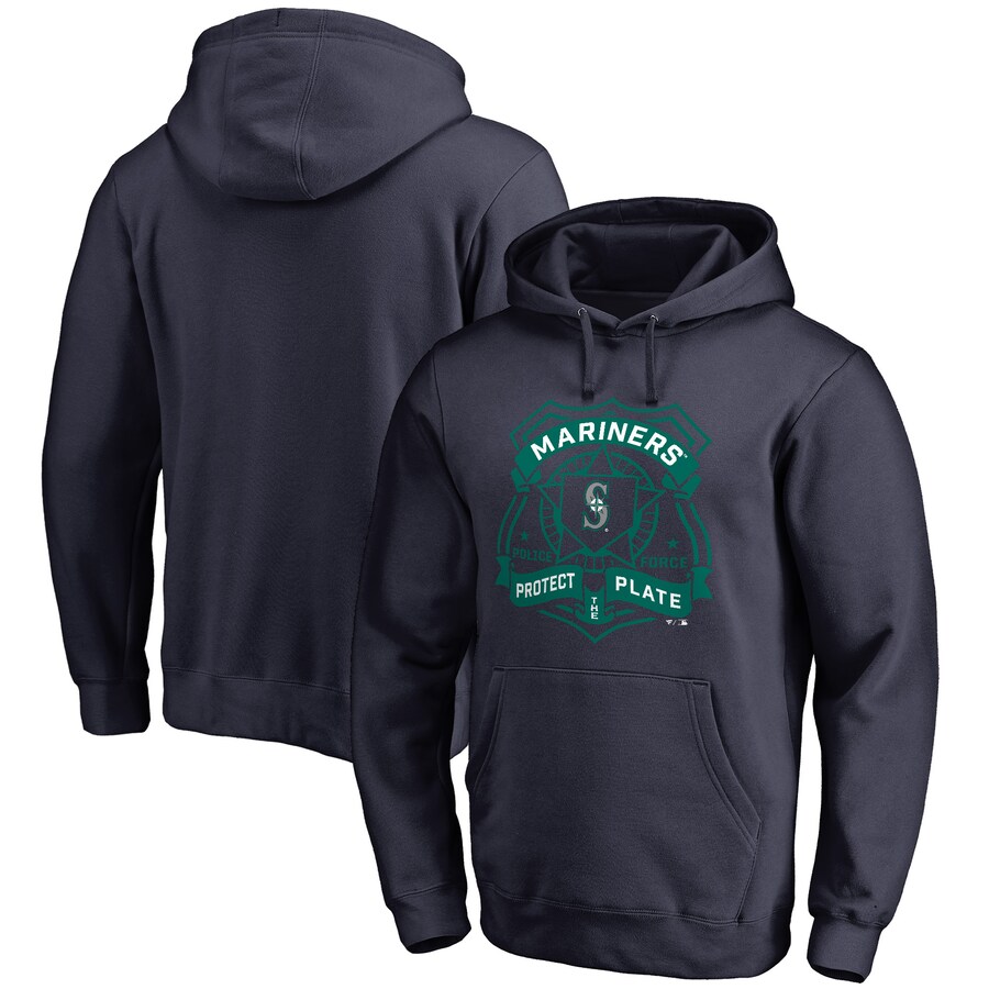 Men's Seattle Mariners Navy Police Badge Pullover Hoodie