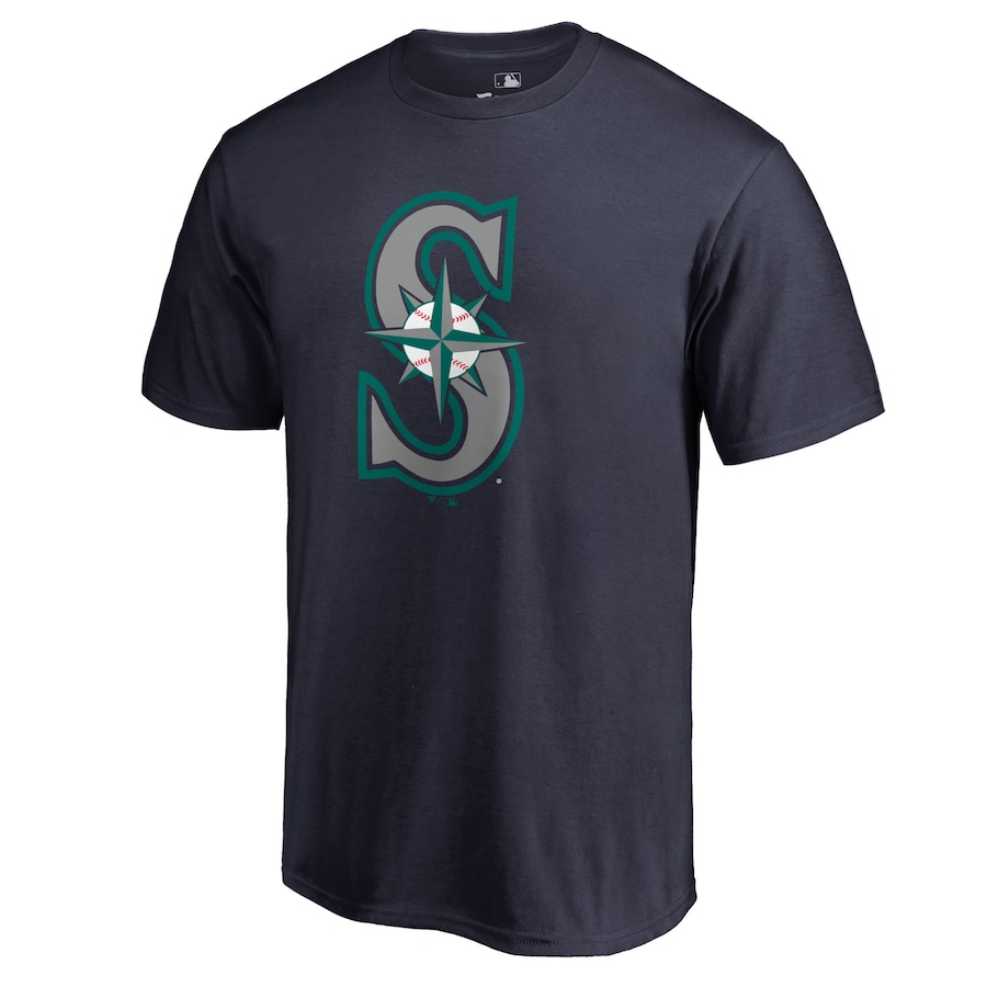 Men's Seattle Mariners Navy Team Color Primary Logo 2 T-Shirt