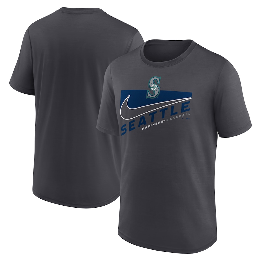 Men's Seattle Mariners Nike Anthracite Swoosh Town Performance T-Shirt Men's Seattle Mariners Nike Anthracite Swoosh Town Performance T-Shirt