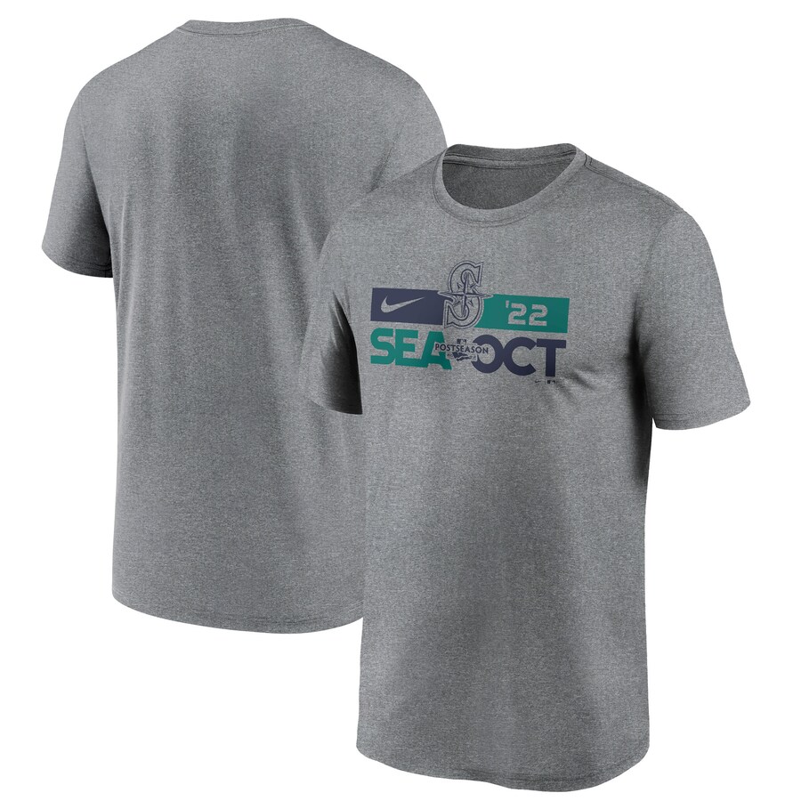 Men's Seattle Mariners Nike Heather Charcoal 2022 Postseason T-Shirt Men's Seattle Mariners Nike Heather Charcoal 2022 Postseason T-Shirt
