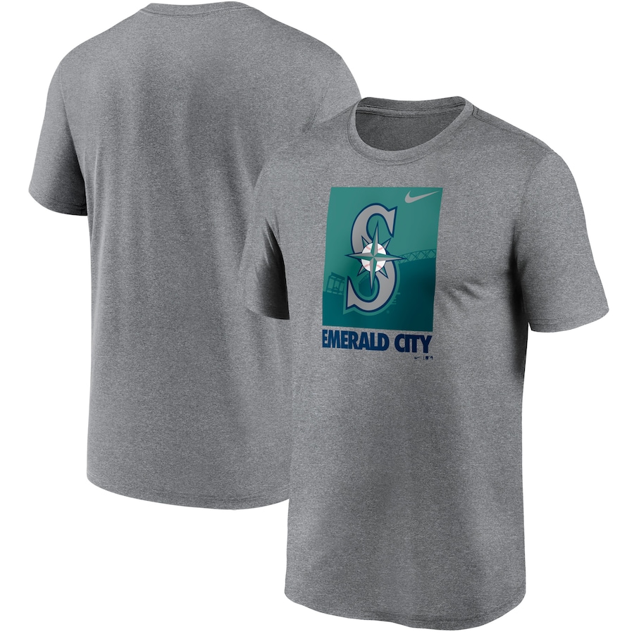 Men's Seattle Mariners Nike Heathered Gray Local Logo Legend T-Shirt Men's Seattle Mariners Nike Heathered Gray Local Logo Legend T-Shirt