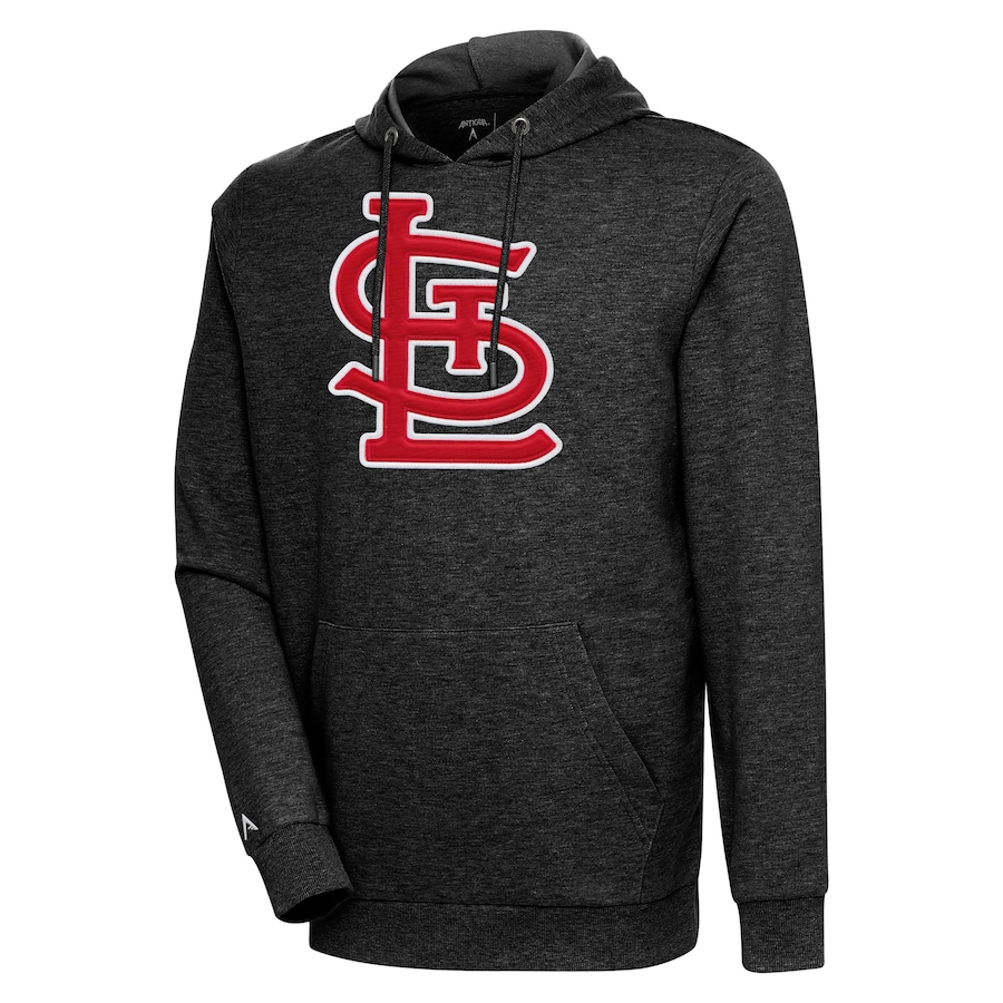 Men's St. Louis Cardinals Antigua Heather Black Action Pullover Hoodie