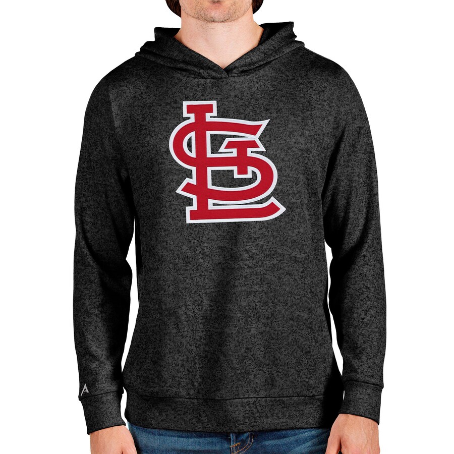 Men's St. Louis Cardinals Antigua Heathered Black Team Logo Absolute Pullover Hoodie