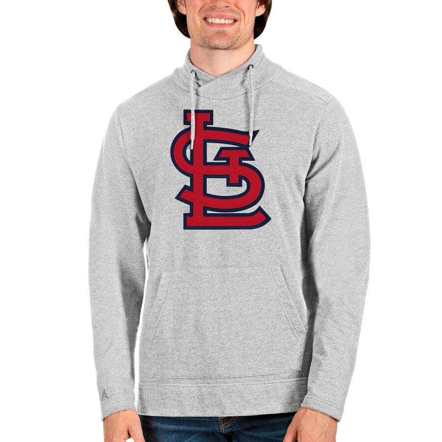 Men's St. Louis Cardinals Antigua Heathered Gray Reward Pullover Sweatshirt