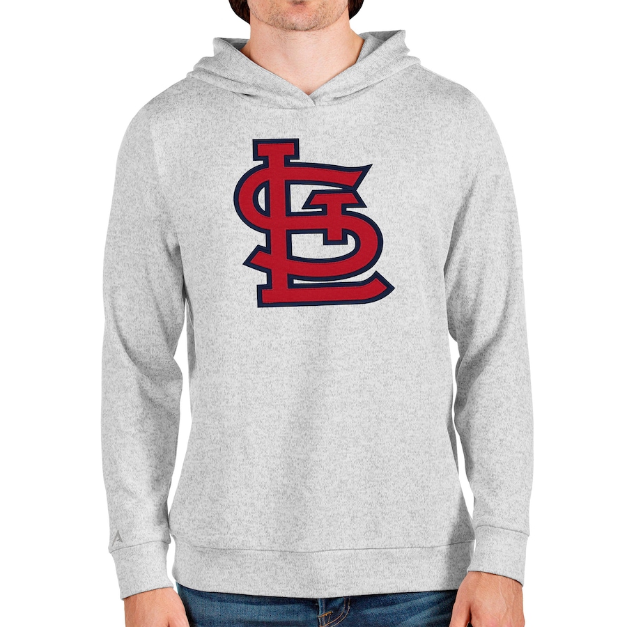 Men's St. Louis Cardinals Antigua Heathered Gray Team Logo Absolute Pullover Hoodie