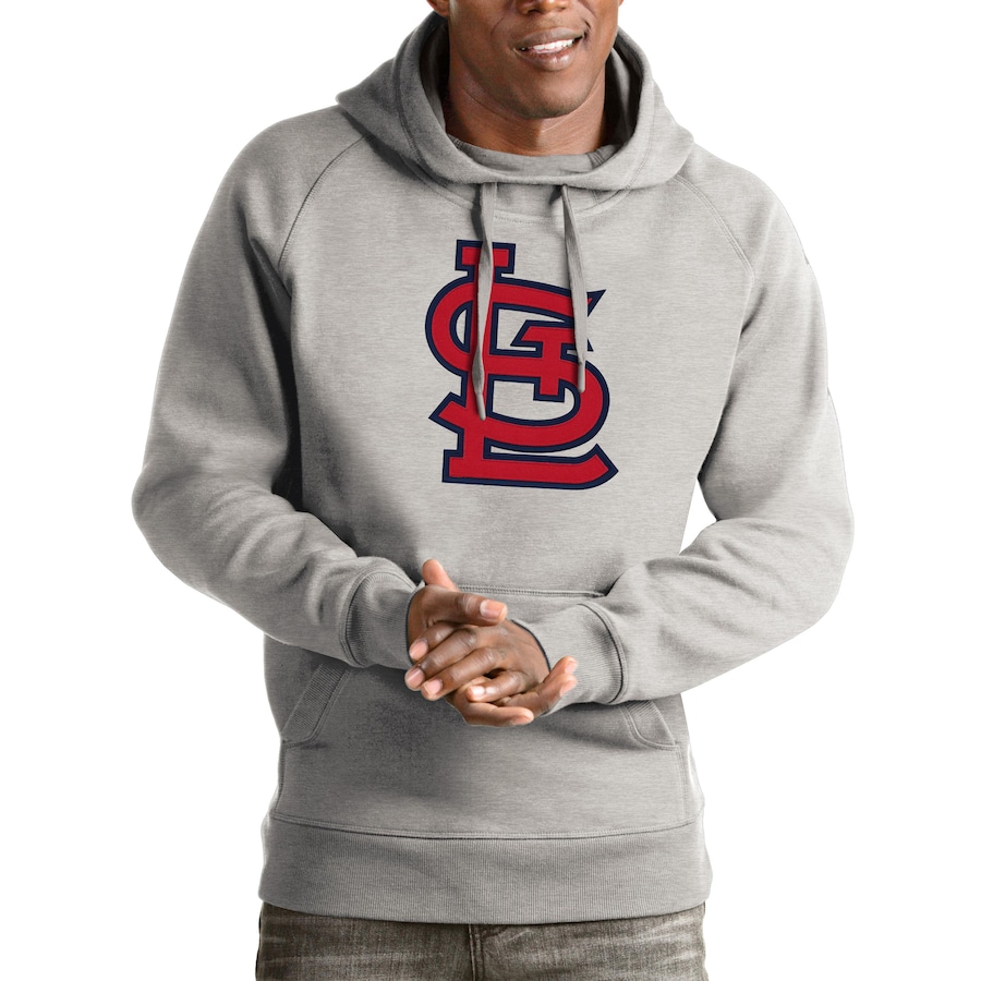 Men's St. Louis Cardinals Antigua Heathered Gray Victory Pullover Hoodie