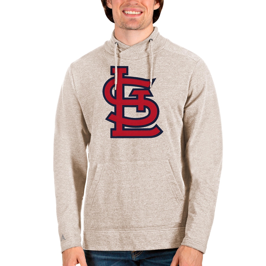 Men's St. Louis Cardinals Antigua Oatmeal Reward Pullover Sweatshirt