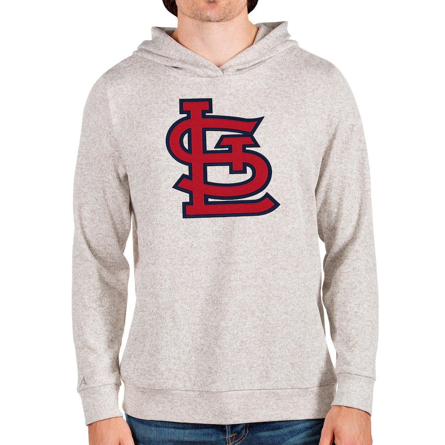 Men's St. Louis Cardinals Antigua Oatmeal Team Logo Absolute Pullover Hoodie
