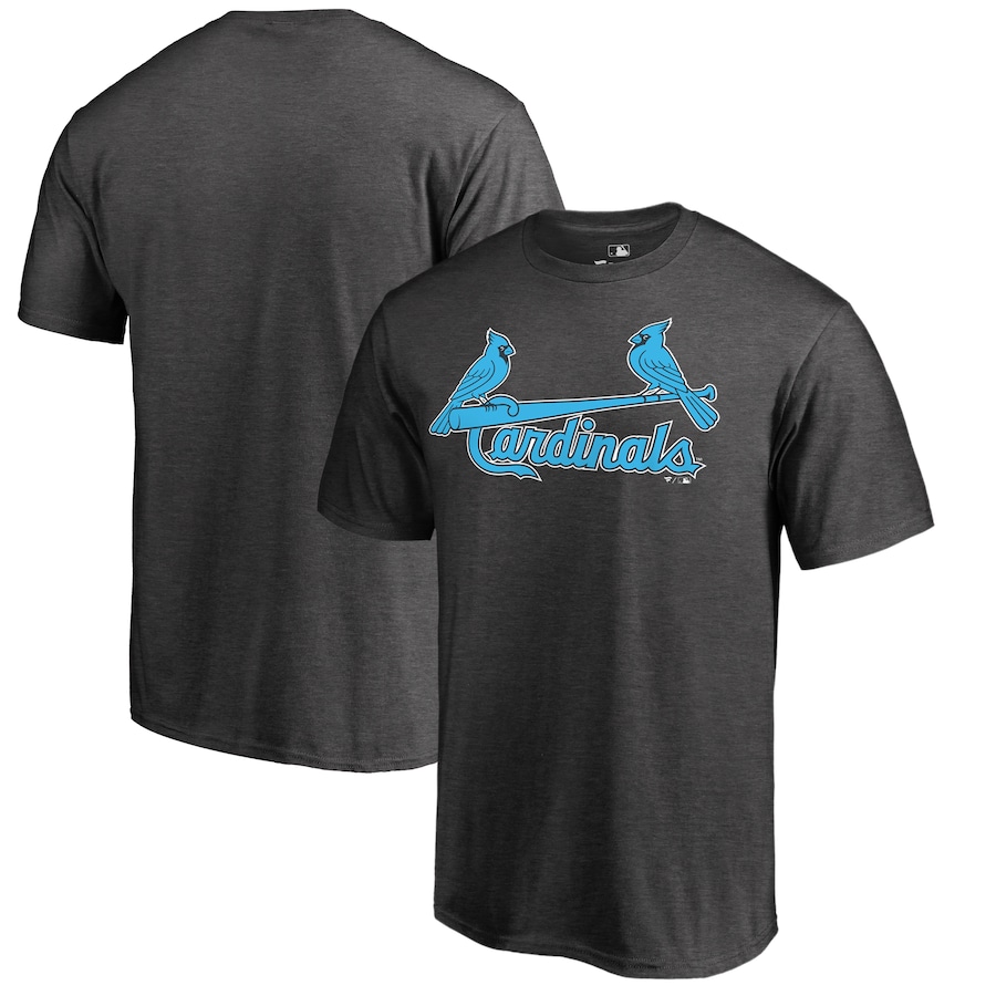 Men's St. Louis Cardinals Heathered Charcoal Blue Wordmark T-Shirt