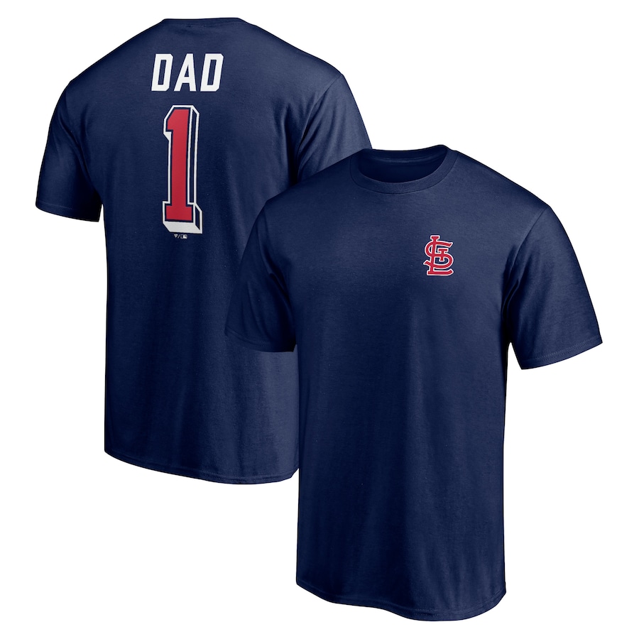 Men's St. Louis Cardinals Navy Number One Dad T-Shirt Men's St. Louis Cardinals Navy Number One Dad T-Shirt