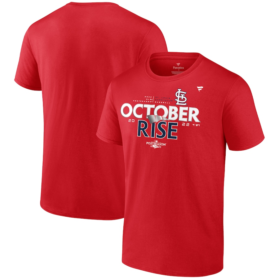 Men's St. Louis Cardinals Red 2022 Postseason Locker Room T-Shirt Men's St. Louis Cardinals Red 2022 Postseason Locker Room T-Shirt