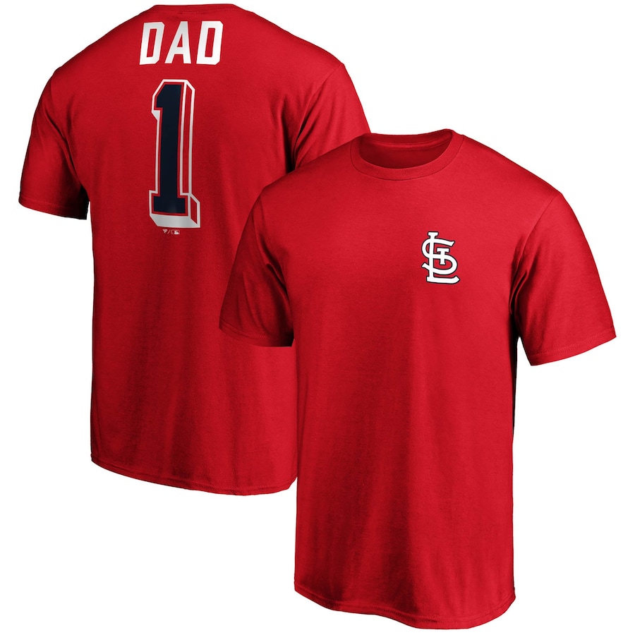 Men's St. Louis Cardinals Red Number One Dad Team T-Shirt