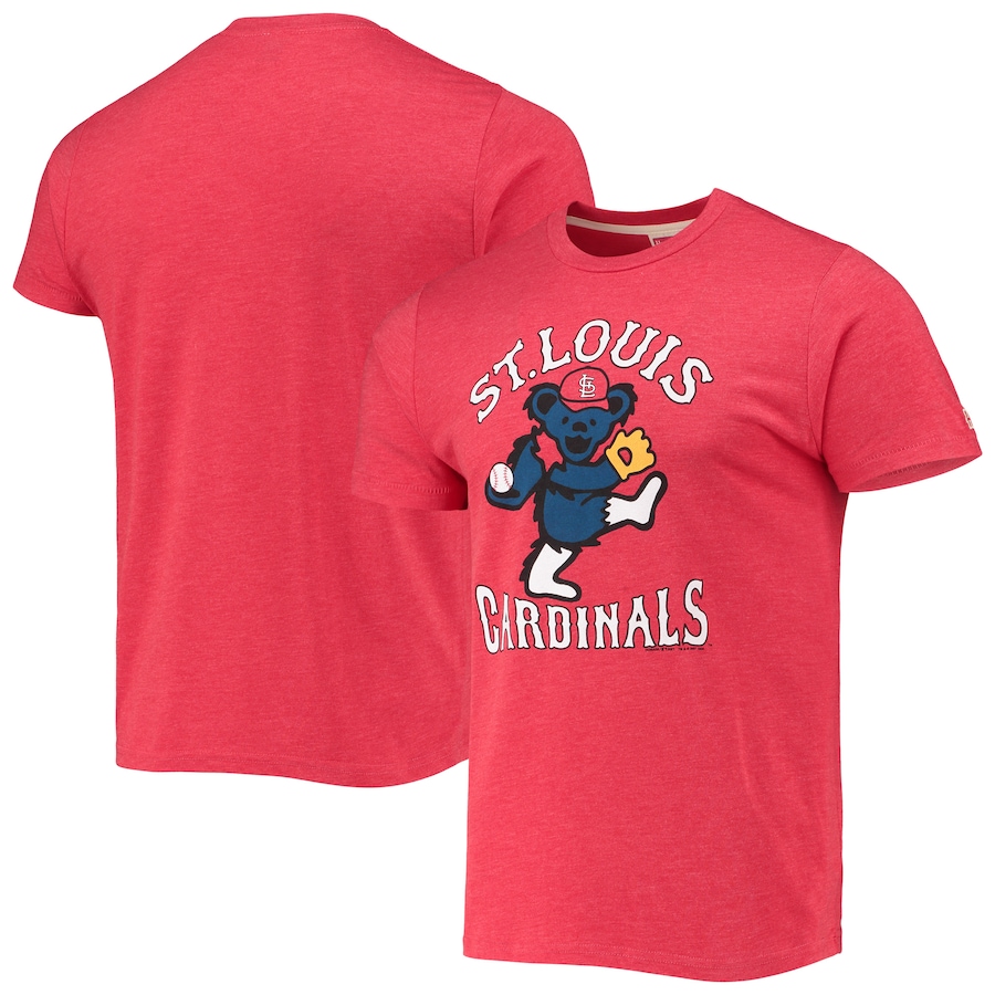 Men's St. Louis Cardinals Homage Red Grateful Dead Tri-Blend T-Shirt Men's St. Louis Cardinals Homage Red Grateful Dead Tri-Blend T-Shirt