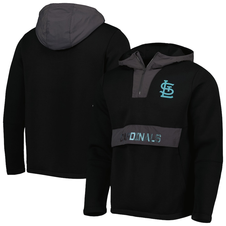 Men's St. Louis Cardinals Levelwear Black Ruckus Quarter-Zip Hoodie