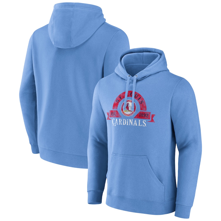 Men's St. Louis Cardinals Majestic Light Blue Utility Pullover Hoodie Men's St. Louis Cardinals Majestic Light Blue Utility Pullover Hoodie