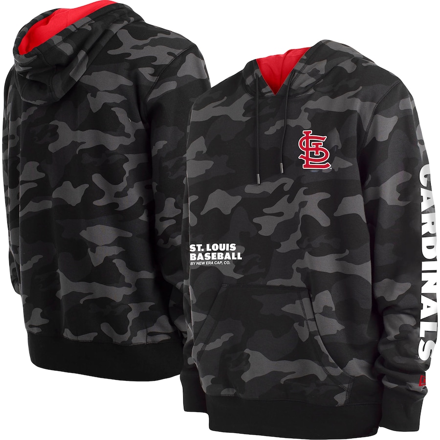 Men's St. Louis Cardinals New Era Black Camo Pullover Hoodie Men's St. Louis Cardinals New Era Black Camo Pullover Hoodie