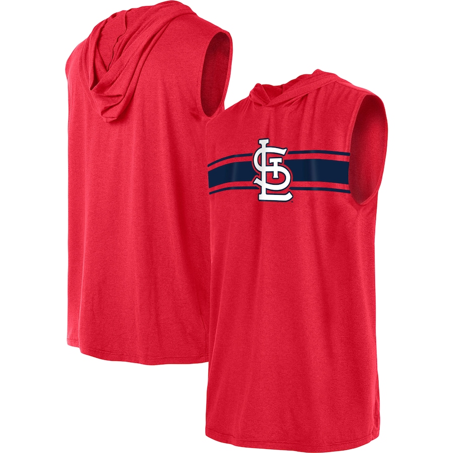 Men's St. Louis Cardinals New Era Red Sleeveless Pullover Hoodie Men's St. Louis Cardinals New Era Red Sleeveless Pullover Hoodie