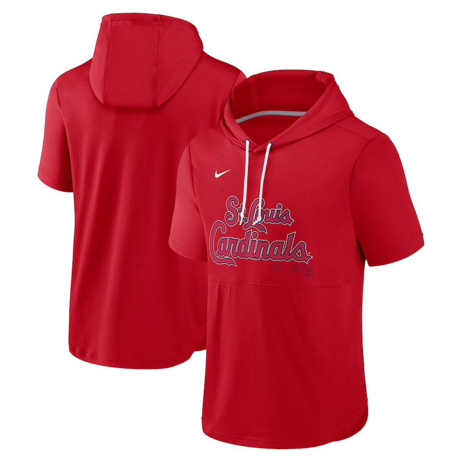 Men's St. Louis Cardinals Nike Red Springer Short Sleeve Team Pullover Hoodie Men's St. Louis Cardinals Nike Red Springer Short Sleeve Team Pullover Hoodie