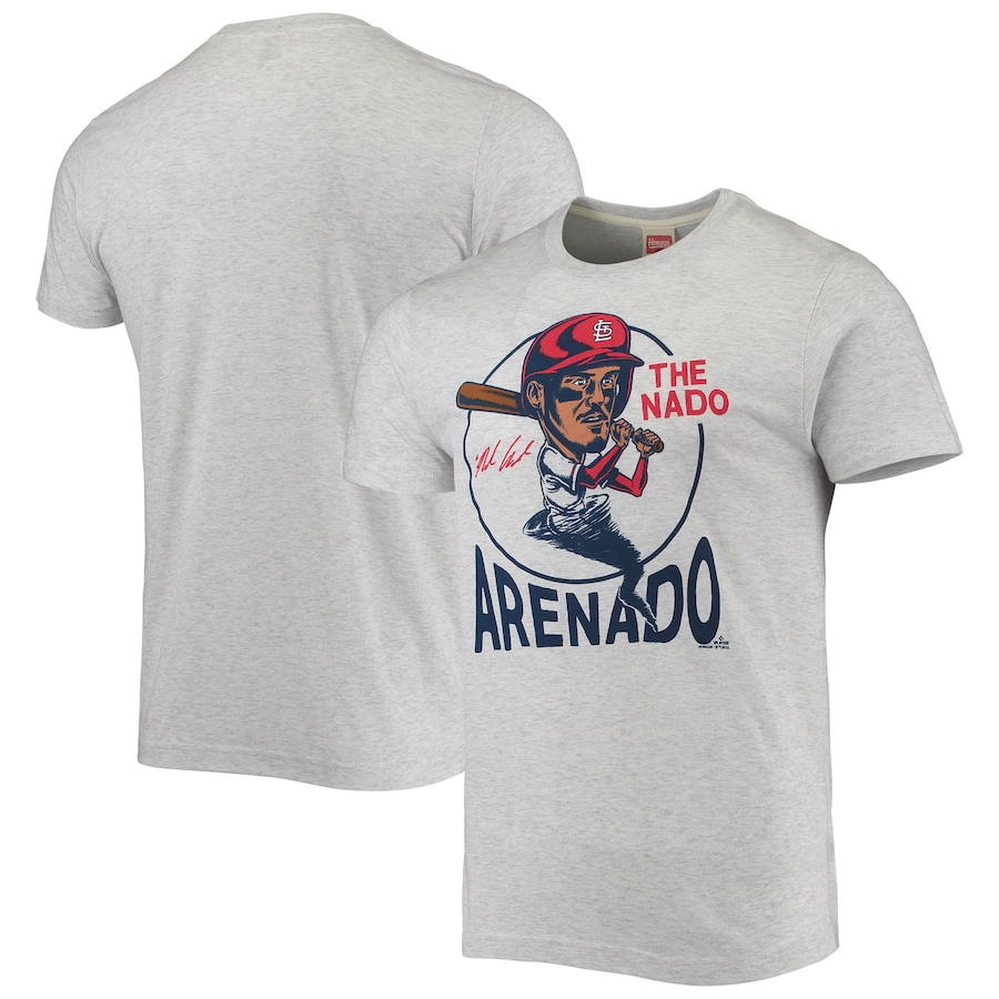 Men's St. Louis Cardinals Nolan Arenado Homage Gray Caricature Tri-Blend T-Shirt Men's St. Louis Cardinals Nolan Arenado Homage Gray Caricature Tri-Blend T-Shirt